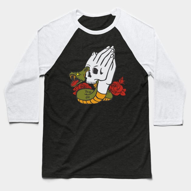 old school tattoo praying hands Baseball T-Shirt by stuff101